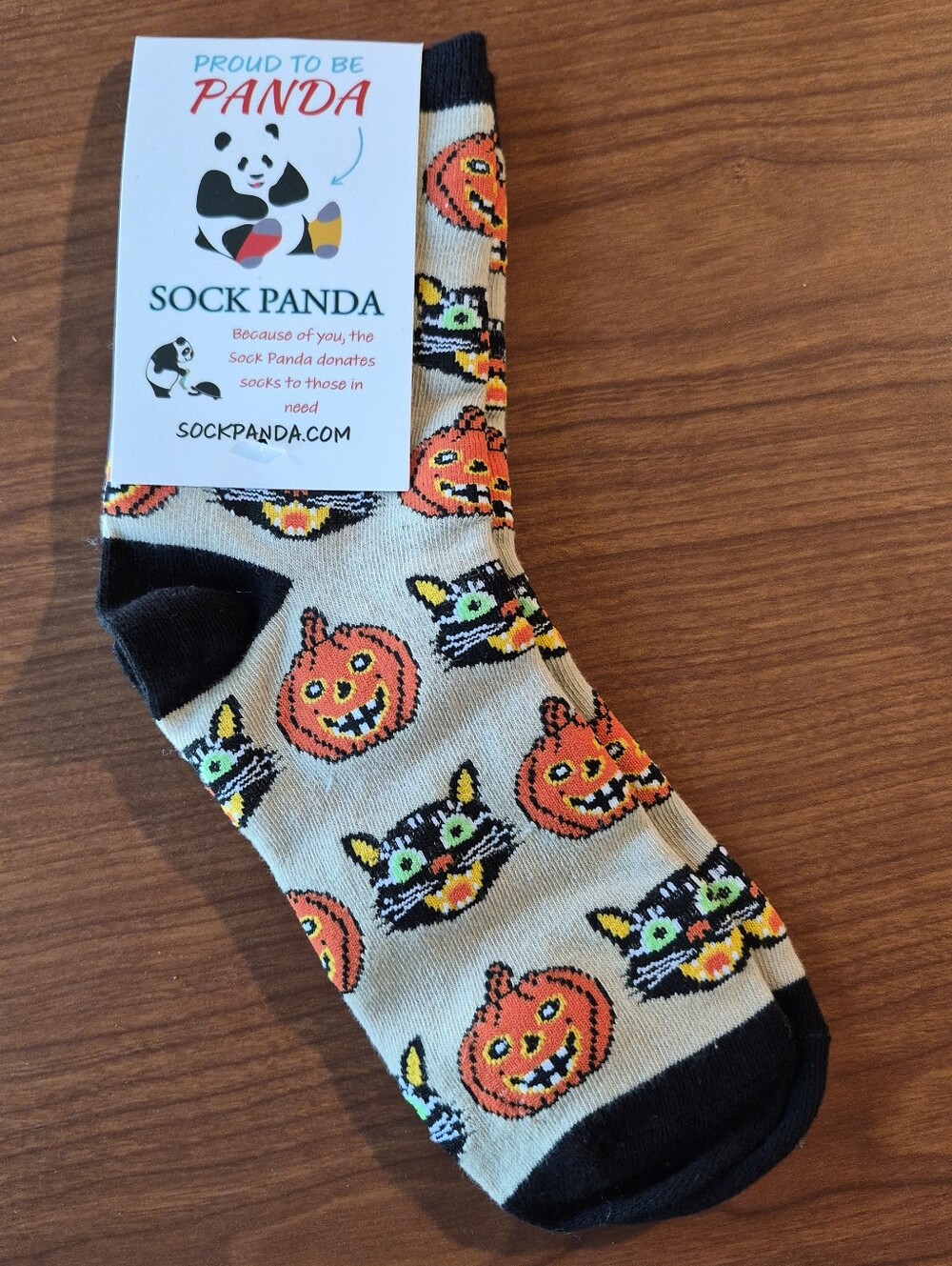 'Sock Panda' Fall Pumpkin Cat Sock Halloween Peruvian Cotton/Spandex/Nylon Blend